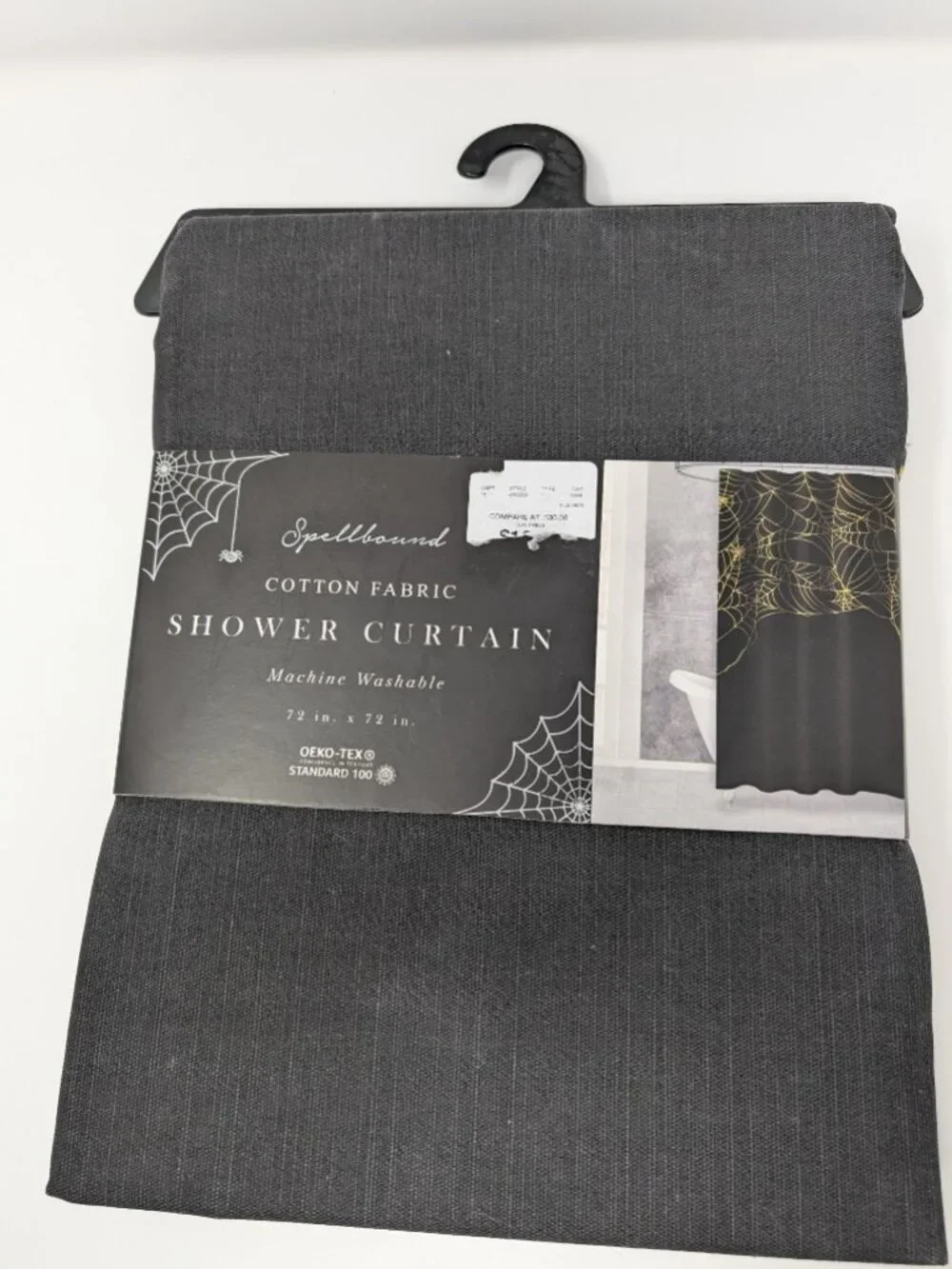 🕸️ Spellbound Metallic Gold Spiderweb Cotton Shower Curtain NWT 72x72